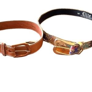 Two belts, Glittery Multi Color & Buckskin Belts, Med
